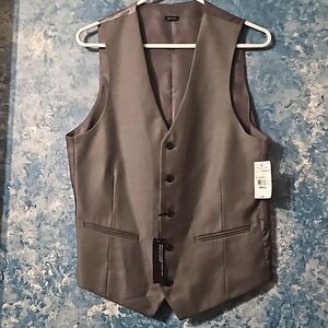 J.Ferrar Gray Sharkskin suit vest slim cut New